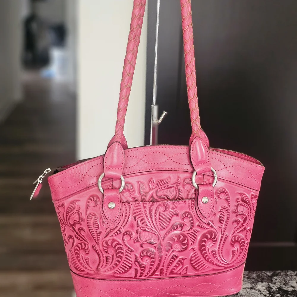 Patricia Nash Elegant Pink Embossed Handbag - Picture 2 of 14